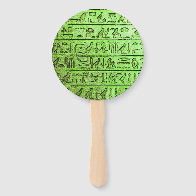 Ancient Egyptian Hieroglyphs Green Hand Fan (Front)