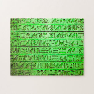 Ancient Egyptian Hieroglyphs Green Jigsaw Puzzle