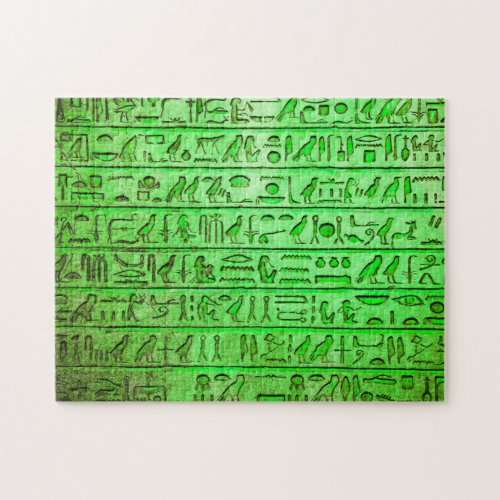 Ancient Egyptian Hieroglyphs Green Jigsaw Puzzle