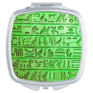 Ancient Egyptian Hieroglyphs Green Makeup Mirror