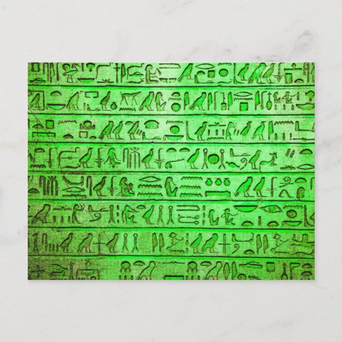 Ancient Egyptian Hieroglyphs Green Postcard