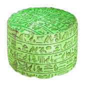 Ancient Egyptian Hieroglyphs Green Pouf (Angled Front)