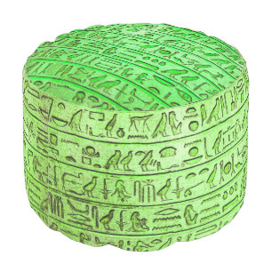 Ancient Egyptian Hieroglyphs Green Pouf