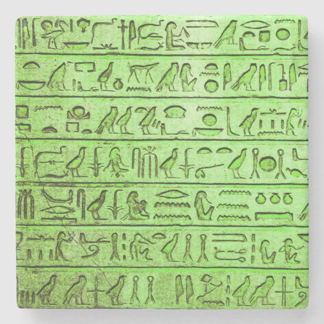 Ancient Egyptian Hieroglyphs Green Stone Coaster (Front)