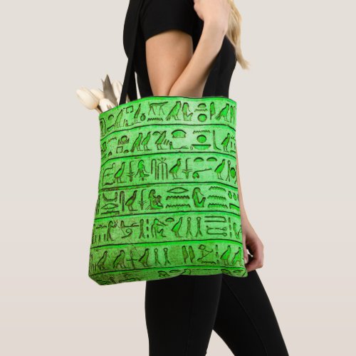 Ancient Egyptian Hieroglyphs Green Tote Bag