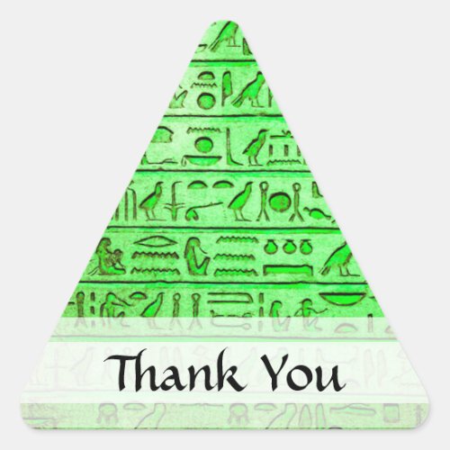 Ancient Egyptian Hieroglyphs Green Triangle Sticker