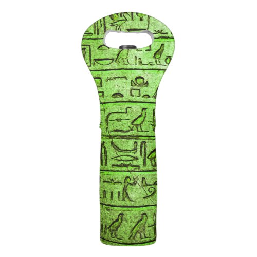 Ancient Egyptian Hieroglyphs Green Wine Bag