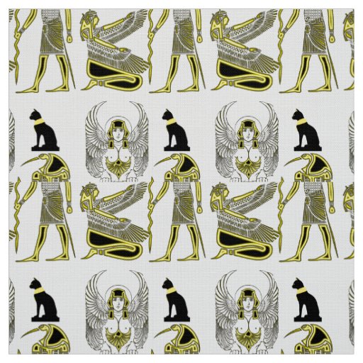 Ancient Egyptian Hieroglyphs in Black and Yellow Fabric