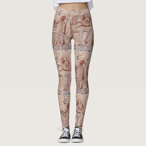 Ancient Egyptian Hieroglyphs Motif Yoga Running Leggings