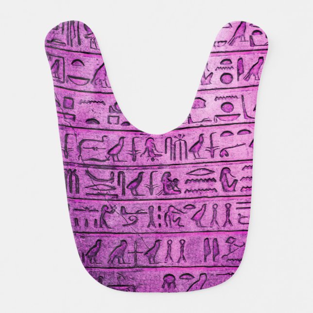Ancient Egyptian Hieroglyphs Purple Baby Bib (Front)