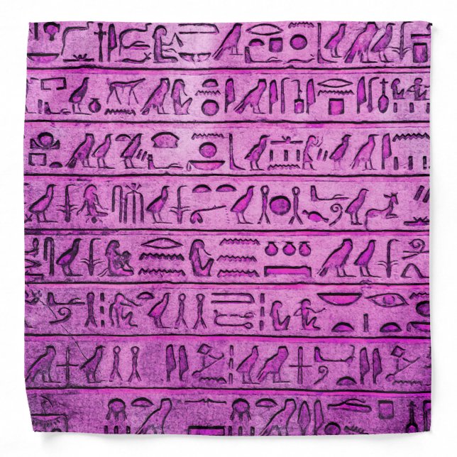 Ancient Egyptian Hieroglyphs Purple Bandana (Front)