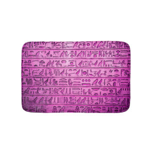 Ancient Egyptian Hieroglyphs Purple Bathroom Mat