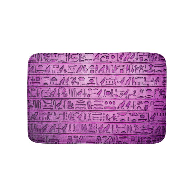 Ancient Egyptian Hieroglyphs Purple Bathroom Mat (Front)