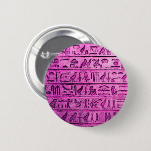 Ancient Egyptian Hieroglyphs Purple Button