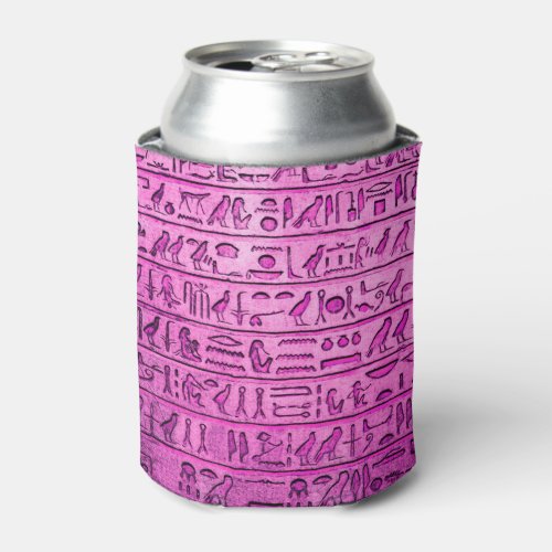 Ancient Egyptian Hieroglyphs Purple Can Cooler