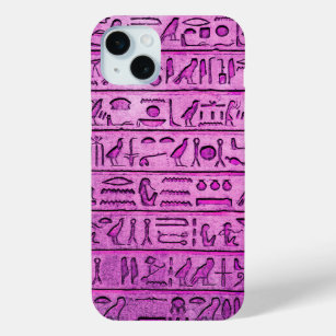 Ancient Egyptian Hieroglyphs - Purple iPhone 15 Plus Case