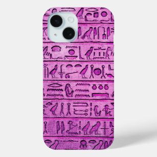 Ancient Egyptian Hieroglyphs - Purple iPhone 15 Case