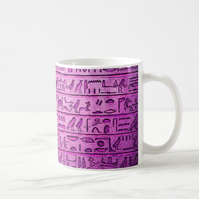 Ancient Egyptian Hieroglyphs Purple Coffee Mug (Right)