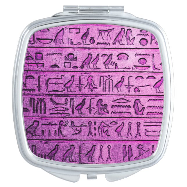 Ancient Egyptian Hieroglyphs Purple Compact Mirror (Front)
