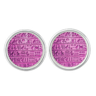 Ancient Egyptian Hieroglyphs Purple Cufflinks