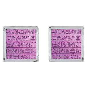 Ancient Egyptian Hieroglyphs Purple Cufflinks