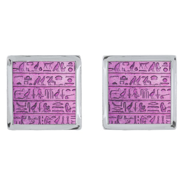 Ancient Egyptian Hieroglyphs Purple Cufflinks (Front)