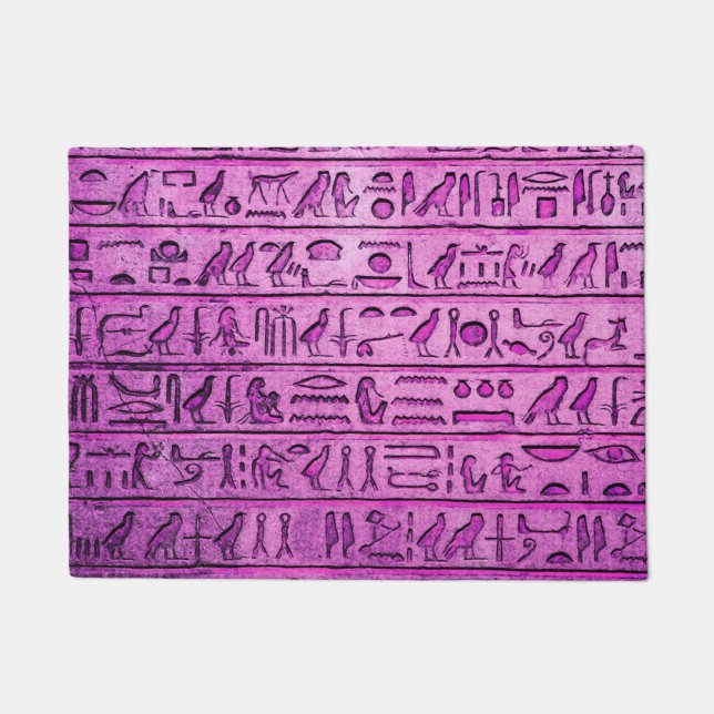 Ancient Egyptian Hieroglyphs Purple Doormat (Front)