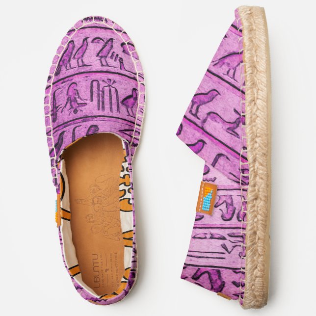 Ancient Egyptian Hieroglyphs Purple Espadrilles (Side)