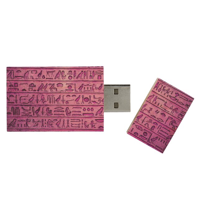 Ancient Egyptian Hieroglyphs Purple Flash Drive (Opened)