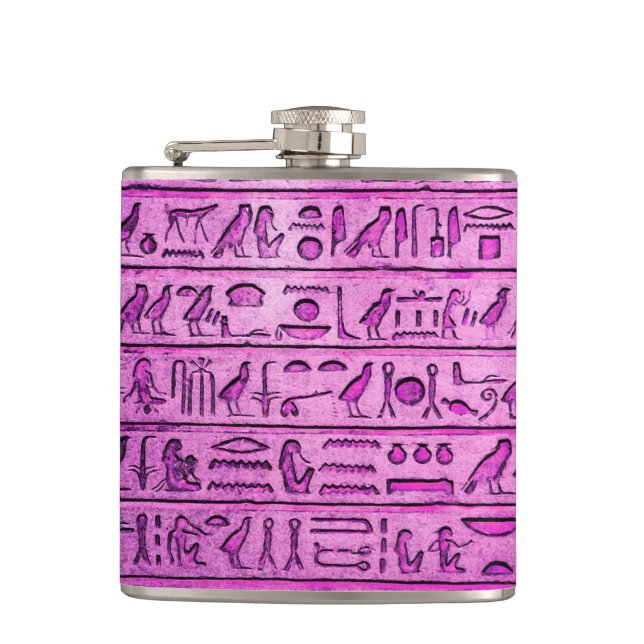 Ancient Egyptian Hieroglyphs Purple Flask (Front)