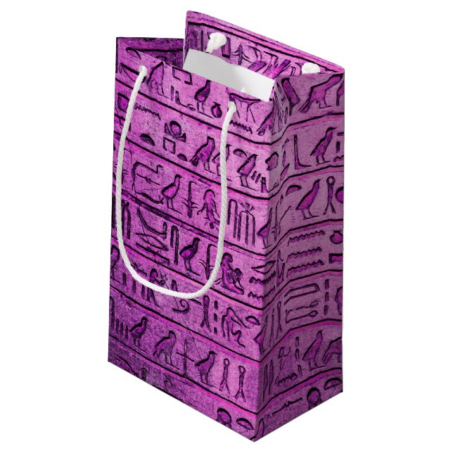 Ancient Egyptian Hieroglyphs Purple Gift Bags (Back Angled)
