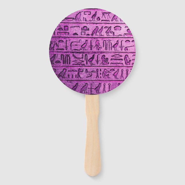 Ancient Egyptian Hieroglyphs Purple Hand Fan (Front)