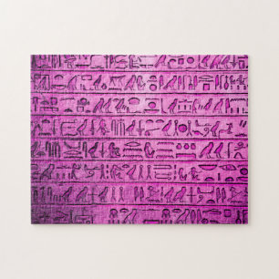 Ancient Egyptian Hieroglyphs Purple Jigsaw Puzzle