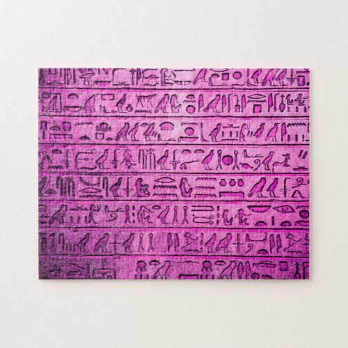 Ancient Egyptian Hieroglyphs Purple Jigsaw Puzzle