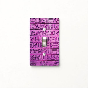 Ancient Egyptian Hieroglyphs Purple Light Switch Cover