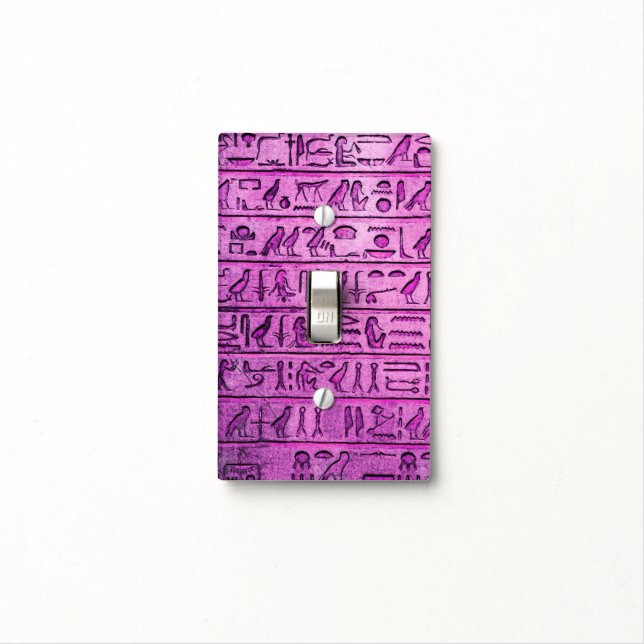 Ancient Egyptian Hieroglyphs Purple Light Switch Cover (In Situ)