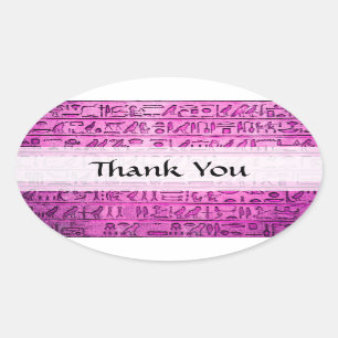 Ancient Egyptian Hieroglyphs Purple Oval Sticker