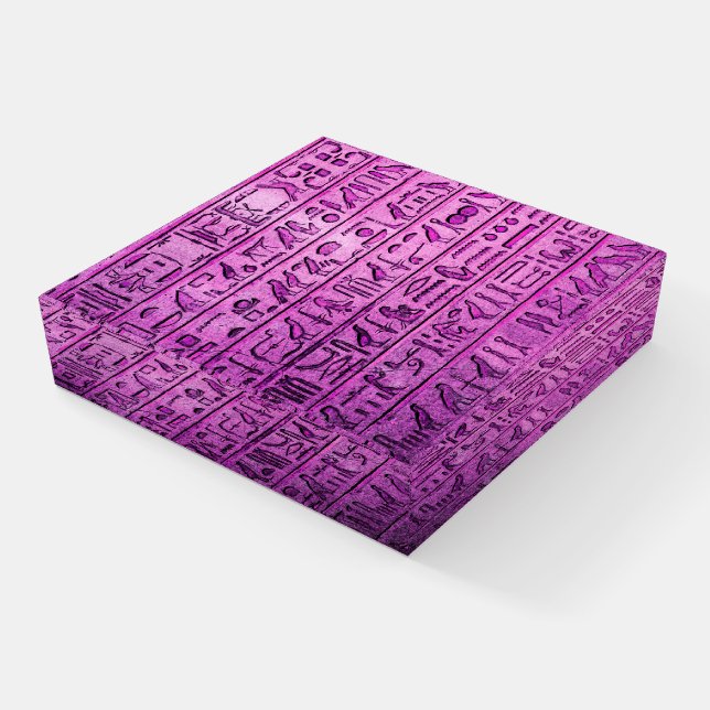 Ancient Egyptian Hieroglyphs Purple Paperweight (Angled)