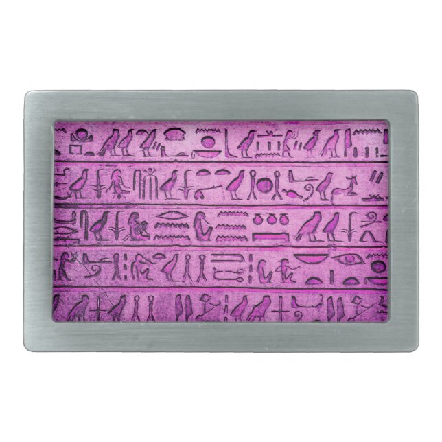 Ancient Egyptian Hieroglyphs Purple Rectangular Belt Buckle (Front)