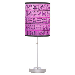 Ancient Egyptian Hieroglyphs Purple Table Lamp