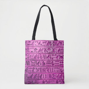 Ancient Egyptian Hieroglyphs Purple Tote Bag