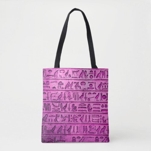 Ancient Egyptian Hieroglyphs Purple Tote Bag