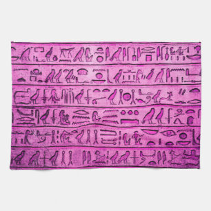Ancient Egyptian Hieroglyphs Purple Towel