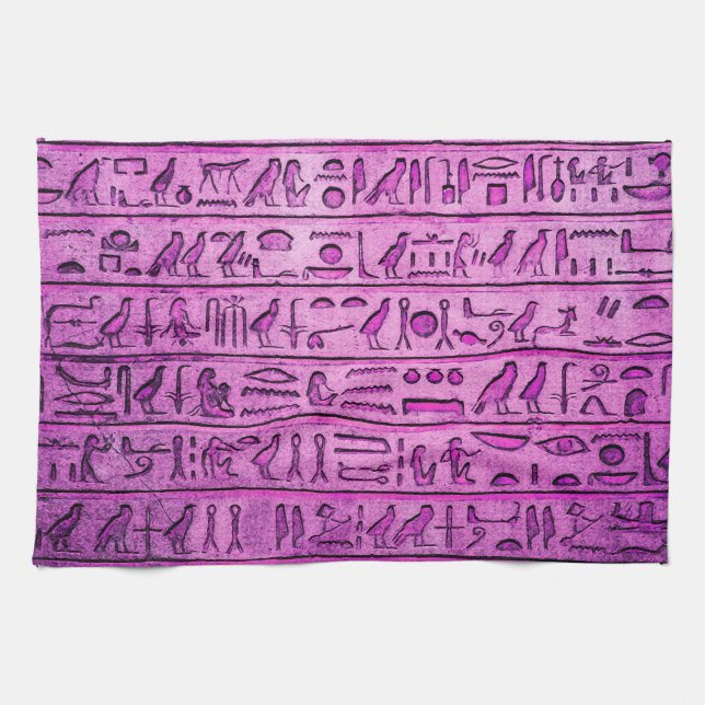 Ancient Egyptian Hieroglyphs Purple Towel (Horizontal)