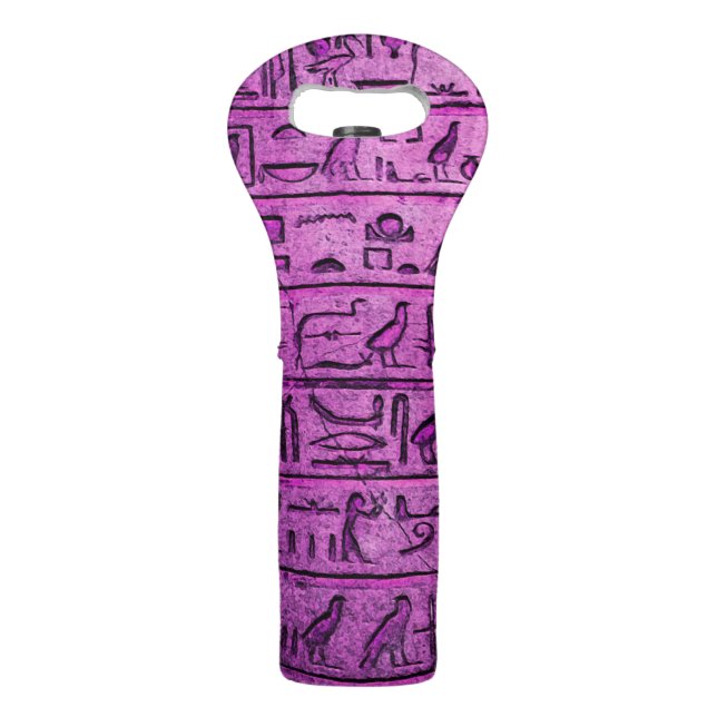 Ancient Egyptian Hieroglyphs Purple Wine Tote (Front)