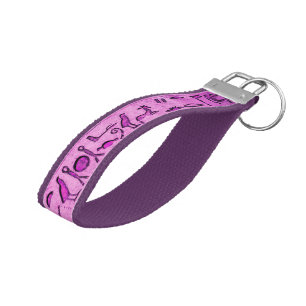 Ancient Egyptian Hieroglyphs Purple Wrist KeyChain