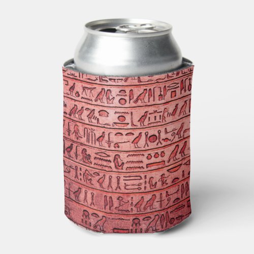 Ancient Egyptian Hieroglyphs Red Can Cooler