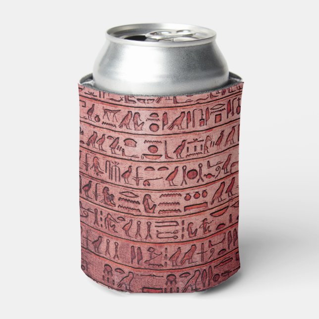 Ancient Egyptian Hieroglyphs Red Can Cooler (Can Front)