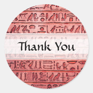 Ancient Egyptian Hieroglyphs Red Classic Round Sticker