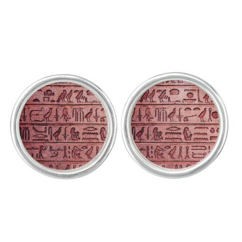 Ancient Egyptian Hieroglyphs Red Cufflinks